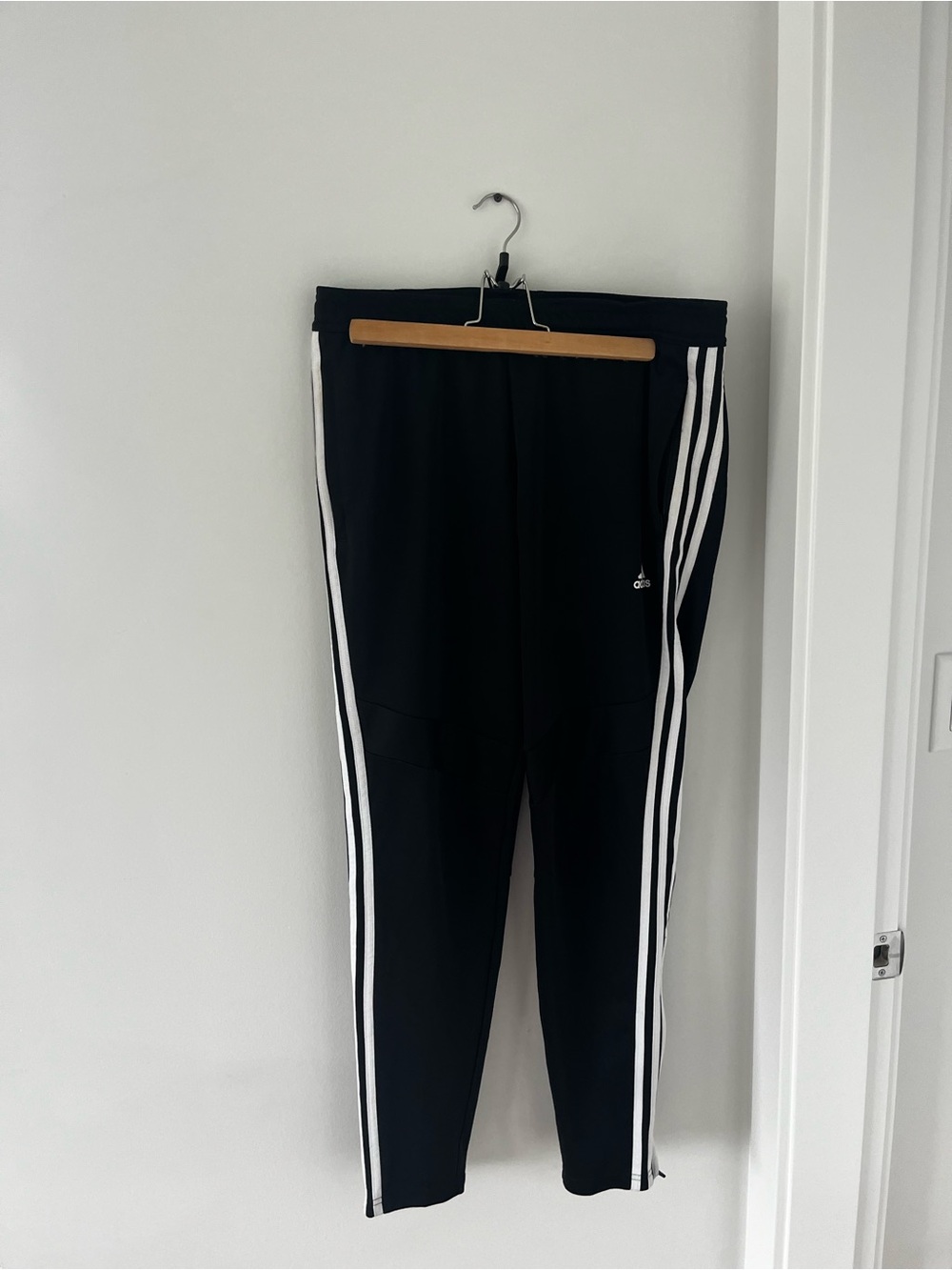 adidas Black Track Pants with White Side Stripes